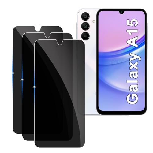[3 Stück] Sichtschutzfolie für Samsung Galaxy A15 Panzer Schutz Glas, 9H Härte Sichtschutz, Frei von Kratzern Folie,Ultrabeständig,Frei von Kratzern, [Anti-Spion] Privacy Displayschutz von LYPHPE