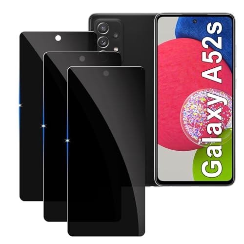[3 Stück] Sichtschutzfolie für Samsung Galaxy A52S Panzer Schutz Glas, 9H Härte Sichtschutz, Frei von Kratzern Folie,Ultrabeständig,Frei von Kratzern, [Anti-Spion] Privacy Displayschutz von LYPHPE