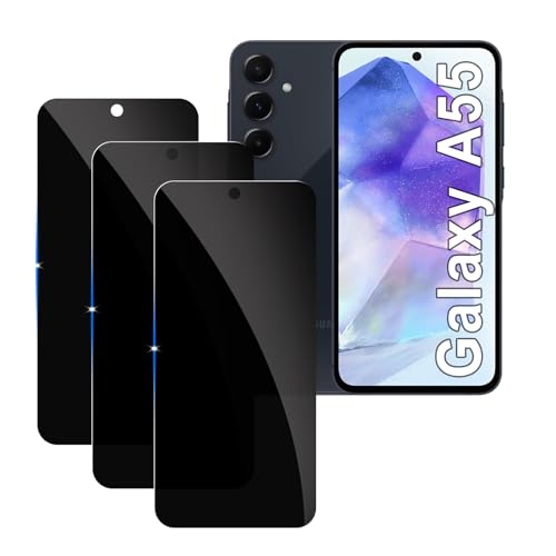 [3 Stück] Sichtschutzfolie für Samsung Galaxy A55 Panzer Schutz Glas, 9H Härte Sichtschutz, Frei von Kratzern Folie,Ultrabeständig,Frei von Kratzern, [Anti-Spion] Privacy Displayschutz von LYPHPE
