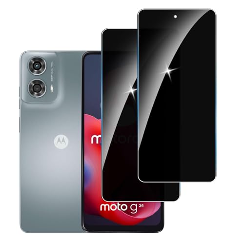 LYPHPE [2 Stück] Sichtschutzfolie für Motorola G24 Panzer Schutz Glas, 9H Härte Sichtschutz, Frei von Kratzern Folie,Ultrabeständig,Frei von Kratzern, [Anti-Spion] Privacy Displayschutz von LYPHPE