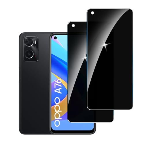 LYPHPE [2 Stück] Sichtschutzfolie für Oppo A76 Panzer Schutz Glas, 9H Härte Sichtschutz, Frei von Kratzern Folie,Ultrabeständig,Frei von Kratzern, [Anti-Spion] Privacy Displayschutz von LYPHPE