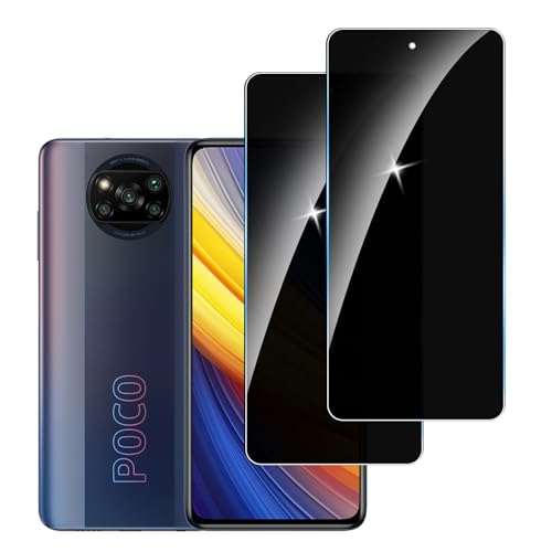 LYPHPE [2 Stück] Sichtschutzfolie für Poco X3 Pro Panzer Schutz Glas, 9H Härte Sichtschutz, Frei von Kratzern Folie,Ultrabeständig,Frei von Kratzern, [Anti-Spion] Privacy Displayschutz von LYPHPE