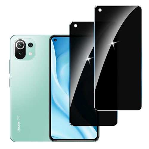 LYPHPE [2 Stück] Sichtschutzfolie für Xiaomi 11 Lite Panzer Schutz Glas, 9H Härte Sichtschutz, Frei von Kratzern Folie,Ultrabeständig,Frei von Kratzern, [Anti-Spion] Privacy Displayschutz von LYPHPE