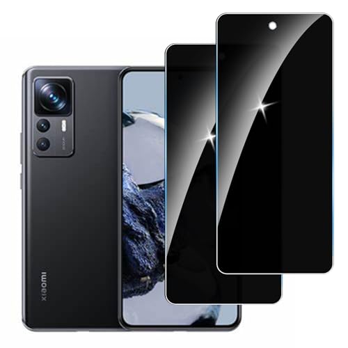LYPHPE [2 Stück] Sichtschutzfolie für Xiaomi 12T Pro Panzer Schutz Glas, 9H Härte Sichtschutz, Frei von Kratzern Folie,Ultrabeständig,Frei von Kratzern, [Anti-Spion] Privacy Displayschutz von LYPHPE