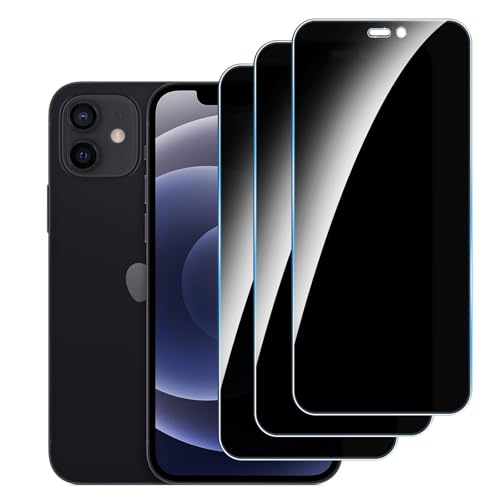 LYPHPE [3 Stück] Sichtschutzfolie für iPhone 12/iPhone 12 Pro Panzer Schutz Glas, 9H Härte Sichtschutz, Frei von Kratzern Folie,Ultrabeständig,Frei von Kratzern, [Anti-Spion] Privacy Displayschutz von LYPHPE
