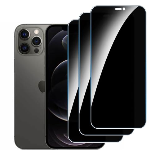 LYPHPE [3 Stück] Sichtschutzfolie für iPhone 12 Pro Max Panzer Schutz Glas, 9H Härte Sichtschutz, Frei von Kratzern Folie,Ultrabeständig,Frei von Kratzern, [Anti-Spion] Privacy Displayschutz von LYPHPE