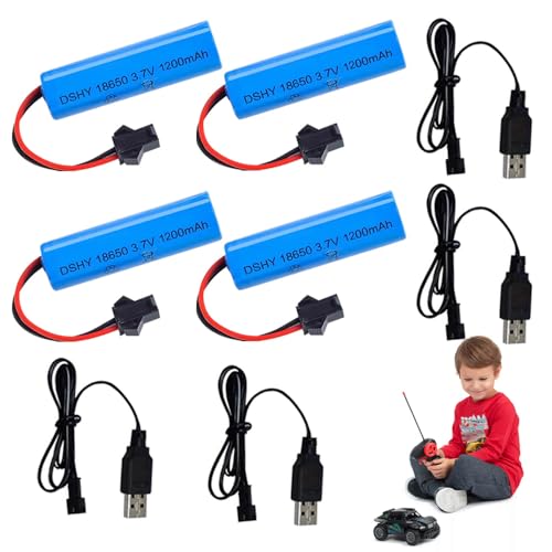 LYPPUL 18650 Akku 3,7v 1200mah, 4 Stück 3.7 Volt RC Akku Li-ion mit 4 USB Chargers SM-2P Plug, Li-ion Power Ersatz Akku, Wiederaufladbare RC Batterie für RC Fahrzeuge, RC-Autos, Panzer, Boote, Roboter LYPPUL 18650 Akku 3,7v 1200mah, 4 Stück 3.7 Volt RC Akku Li-ion mit 4 USB Chargers SM-2P Plug, Li-ion Power Ersatz Akku, Wiederaufladbare RC Batterie für RC Fahrzeuge, RC-Autos, Panzer, Boote, Roboter von LYPPUL