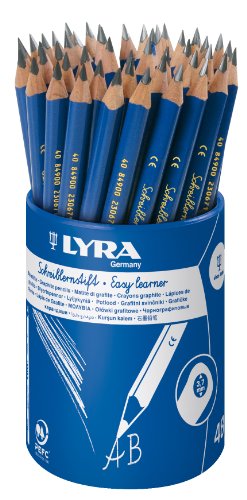 LYRA 1733480 Bleistift Graphit Initiation Schreiben Mine B 4 mm Durchmesser 8,5 mm Schaft Dreieckig Topf 48 U, farblich Sortiert von LYRA