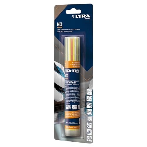 LYRA DRY GIANT MIX Ersatzminen Runddose gefüllt mit 12 Stück farbig sortiert, 2x5x150 mm, für fast alle Oberflächen, im Blister von LYRA