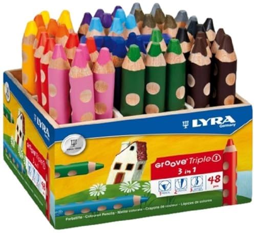 LYRA Groove Triple I Holzaufsteller mit 48 Farbstiften, Sortiert von Lyra