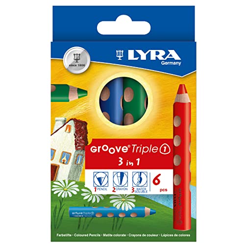 LYRA Groove Triple I Kartonetui mit 6 Farbstiften, Sortiert, Mehrfarbig, 6 Stifte, 3831060 von LYRA