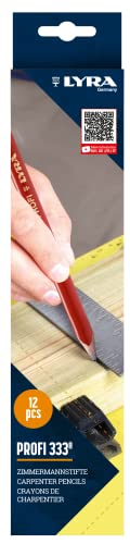 LYRA L4332101, Zimmermannstift 333 oval 24cm lang, Bleistift in Profi-Ausführung, ideal für Markierungen auf Holz, 12 Stück von LYRA