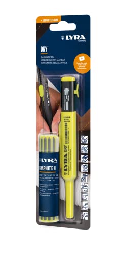 LYRA L4498008, DRY ECO Tieflochmarker, Baumarker, inkl. Spitzer und Clip + 12 Stk Graphit-Universal-Minen für alle Oberflächen im Blister LYRA L4498008, DRY ECO Tieflochmarker, Baumarker, inkl. Spitzer und Clip + 12 Stk Graphit-Universal-Minen für alle Oberflächen im Blister von LYRA