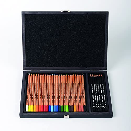 LYRA Rembrandt Polycolor, Buntstifte für schöne Kunst, Holzbox, 24 Farben, 6 Graphitstifte, 30 Stück, 1 stück (1er Pack) von LYRA
