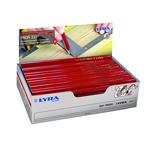 Lyra L4332103, LYRA Zimmermannstift 333® oval 24 cm lang, Bleistift in Profi-Ausführung, ideal für Markierungen auf Holz, Display mit 100 Stück von LYRA