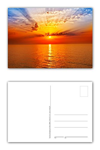 12 Stück Postkarten sunrise in the sea wunderschöner Sonnenuntergang im Meer Format: DIN A6 / 105 x 148 mm ( PKT-113 ) von LYSCO