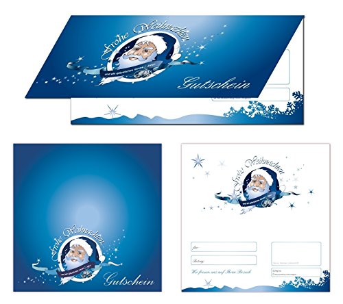 200 Stück Premium Geschenkgutscheine blaue Gutscheine für Weihnachten vielseitige einsetzbar, 4-seitig als Klappkarten, (GUT-795), ein super Produkt für Ihre Kunden. Gutscheine Gutscheinkarten von LYSCO