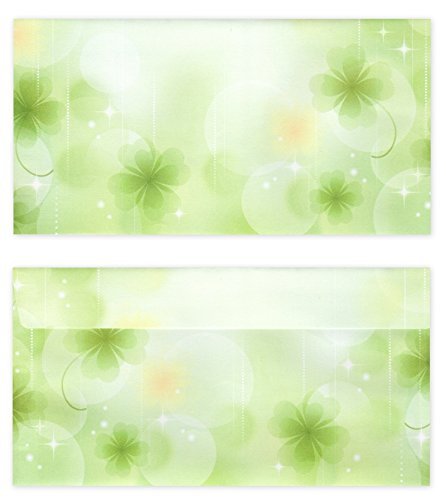 25 Stück Premium Briefumschläge (UMS-5135) DIN lang (110 X 220mm) Kleeblätter grün Glück Sterne Briefhüllen Kuvert, ohne Fenster, haftklebend, 80g/m² von LYSCO