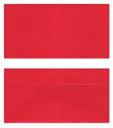 25 Stück farbige Premium Briefumschläge Briefhüllen Kuvert, Caribic Cadmium Rot, DIN Lang (110 X 220mm), ohne Fenster, haftklebend, 90g/m² - Karibik Umschläge Kadmium von LYSCO