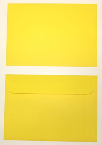 25 Stück farbige Premium Briefumschläge Briefhüllen Kuvert, Caribic Schwefelgelb (UMS-792) DIN C6, ohne Fenster, haftklebend, 90g/m² - Karibik Umschläge von LYSCO