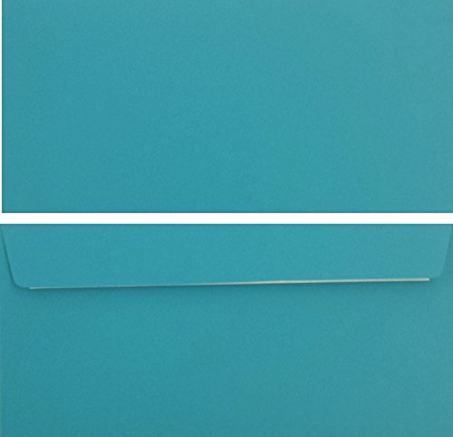 50 Stück farbige Premium Briefumschläge Briefhüllen Kuvert, Caribic Azur blau, DIN Lang (110 X 220mm), ohne Fenster, haftklebend, 90g/m² - Karibik Umschläge von LYSCO