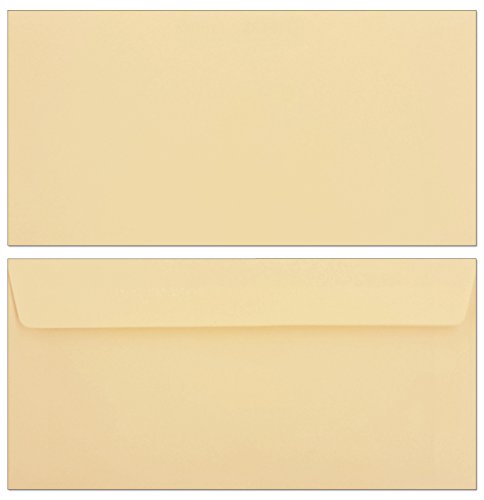 50 Stück farbige Premium Briefumschläge Briefhüllen Kuvert, Caribic Chamois, DIN Lang (110 X 220mm), ohne Fenster, haftklebend, 90g/m² - Karibik Umschläge von LYSCO