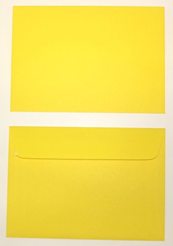 50 Stück farbige Premium Briefumschläge Briefhüllen Kuvert, Caribic Schwefelgelb (UMS-792) DIN C6, ohne Fenster, haftklebend, 90g/m² - Karibik Umschläge von LYSCO