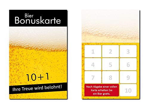 500 Stück Bier Bonuskarten (BOK-415) mit 10 Stempelfeldern Gastronomie Treuekarten passend für ihr Lokal Gaststätte Kneipe von LYSCO