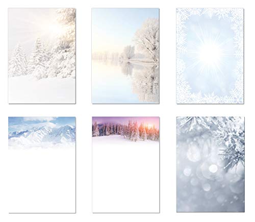 6 x 10 Blatt Motivpapier Briefpapier Mix DIN A4 verschneite winterlich weihnachtliche Natur-Landschaften (Winter-5244) von LYSCO