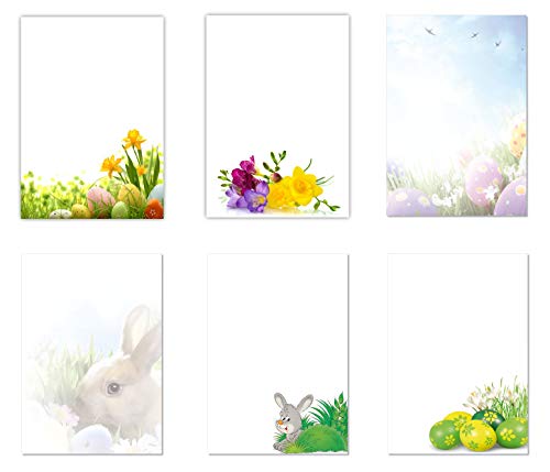 6 x 5 Blatt Motivpapier Briefpapier Mix DIN A4 Hase Blumen Ostereier (Ostern-5226) von LYSCO