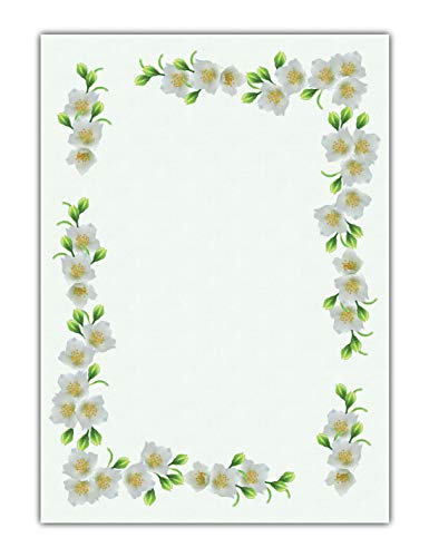 Blumen Motivpapier Briefpapier schöner weißer Jasmin (MPA-5190, DIN A4, 100 Blatt) von LYSCO