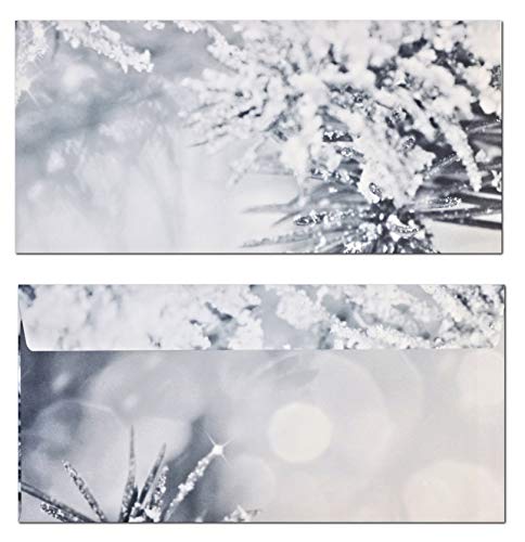 Briefumschläge haftklebend (Winter-5180, DIN lang, 50 Stück) Schnee Weihnachten verschneiten Tannenäste DIN lang (220 x 110mm) von LYSCO