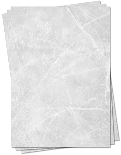 Gastronomie Papier (Grau-Eis-Marmor, DIN A4, 500 Blatt, MPA-5260) für Speisekarten. Marmoriertes Papier, Marmorpapier grau einseitig bedruckt von LYSCO