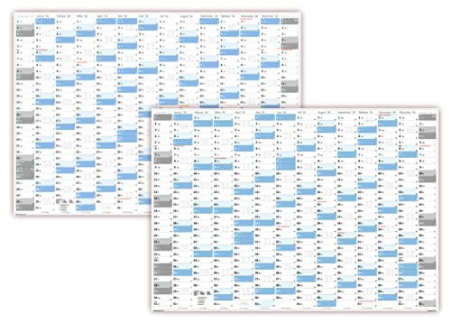 Gerollt XXL Wandkalender Wandplaner 2024 + 2025 (blau2) - DIN A0 Format mit 14 Monaten Feiertage aller Bundesländer von LYSCO