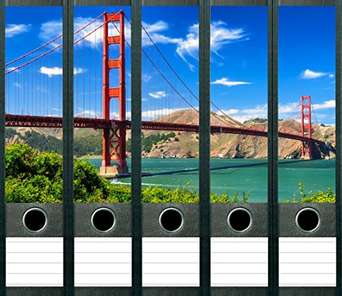 LYSCO 5 Stück Golden Gate Bridge Aufkleber für breite Ordnerrücken Ordneraufkleber Etiketten selbstklebend, Golden Gate Bridge, San Fransisco - Kalifornien LYSCO 5 Stück Golden Gate Bridge Aufkleber für breite Ordnerrücken Ordneraufkleber Etiketten selbstklebend, Golden Gate Bridge, San Fransisco - Kalifornien von LYSCO