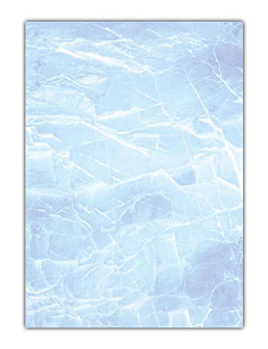 Marmorpapier Motivpapier Briefpapier (MPA-5217, DIN A4, 100 Blatt) Marmor Eis blau Gastronomie von LYSCO