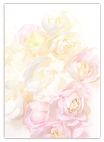 Motiv Briefpapier (Blumen-5032, DIN A4, 100 Blatt). Einseitig bedrucktes Briefpapier, sehr gut beschreibbar, Motivpapier für alle Drucker/Kopierer geeignet Motiv Blumen wunderschöne pink rosa Blumenstrauß aus Rosen von LYSCO