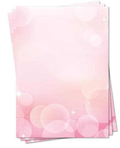 Motiv Briefpapier (MPA-5133, DIN A4, 100 Blatt) Rosa Magenta farbigen Kugeln Seifenblasen Bubbles Muster Motivpapier Sterne von LYSCO