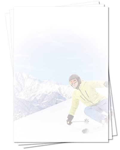 Motiv Briefpapier (Ski-5136, DIN A4, 25 Blatt) Skifahren Abfahrt Urlaub Reisen Motivpapier Erholung Spaß Sport von LYSCO