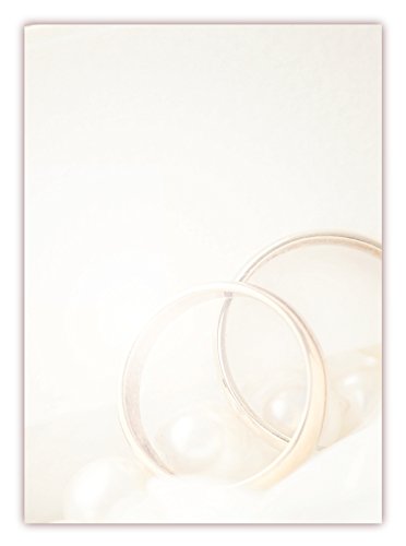 Motivpapier Briefpapier (Hochzeit-5171, DIN A4, 25 Blatt) - goldene Ringe von LYSCO