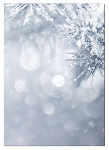 Motivpapier Briefpapier (Winter-5180, DIN A4, 100 Blatt) Weihnachten verschneiten Tannenäste von LYSCO