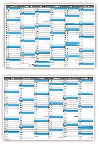 Tafelkalender DIN A5 2024 (10 Stück) Format (148 x 210 mm) 300g BD Papier sehr gut beschreibbar von LYSCO