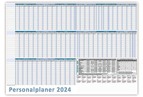 Urlaubsplaner Personalplaner 2024 DIN B1 Format (1000 x 700mm) 22 Mitarbeiter Januar 2024 bis März 2025 mit Schulferien (gerollt!) von LYSCO