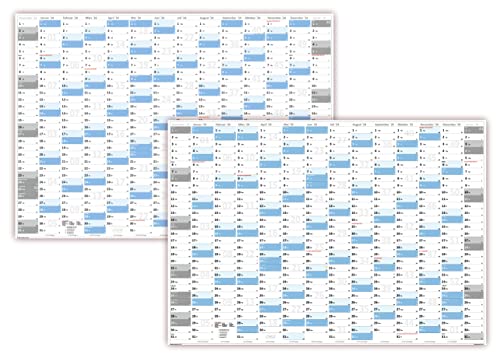 XL Wandkalender DIN A1 2024 + 2025 (blau2) große Tageskästchen (Kalender werden gerollt versendet) von LYSCO