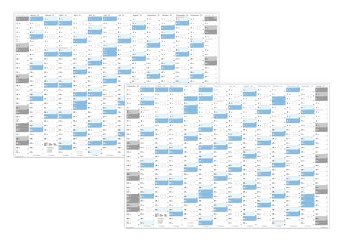 XXL Wandkalender DIN A0 2025 + 2026 (blau2) große Tageskästchen (Kalender werden gerollt versendet) von LYSCO