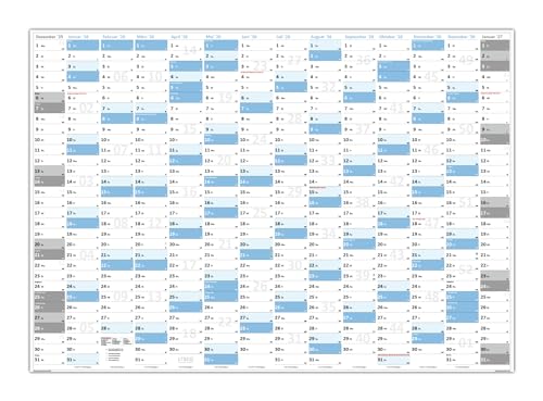XXL Wandkalender DIN A1 2026 (blau2) große Tageskästchen (Kalender werden gerollt versendet) von LYSCO