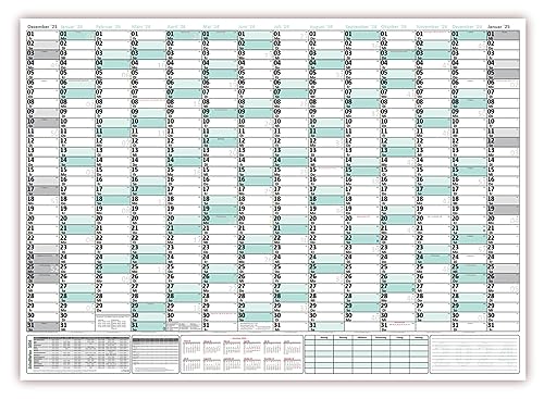 XXXL Wandkalender 2024 - Sehr groß im DIN B0 Format (1,4 x 1,0 m) mit extra großen Tageskästchen, Schulferien, Jahresvorschau Folgejahr (gerollt) Farbe türkis von LYSCO