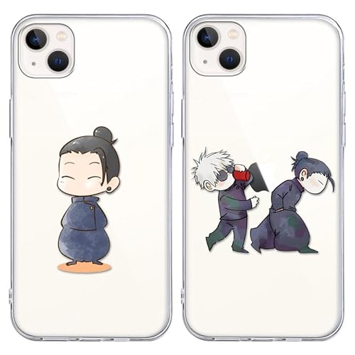 2 Stück Handyhülle für Apple iPhone 13/iPhone 14 Hülle 6.1'', Anime Motiv Jujutsu Kaisen Getou Suguru Manga Muster Schutzhülle Jungs Case Schutz der Linse Design TPU Cover Stoßfest, Transparent7 von LYUBFDC