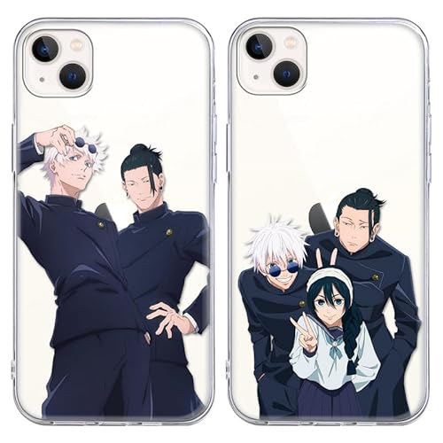 2 Stück Handyhülle für Apple iPhone 13/iPhone 14 Hülle 6.1'', Anime Motiv Jujutsu Kaisen Gojo Satoru Itadori Yuji Manga Muster Schutzhülle Jungs Case Schutz Design TPU Cover Stoßfest, Transparent10 von LYUBFDC