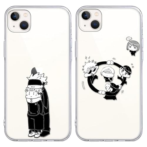 2 Stück Handyhülle für Apple iPhone 13/iPhone 14 Hülle 6.1'', Anime Motiv Jujutsu Kaisen Gojo Satoru Itadori Yuji Manga Muster Schutzhülle Jungs Case Schutz Design TPU Cover Stoßfest, Transparent8 von LYUBFDC